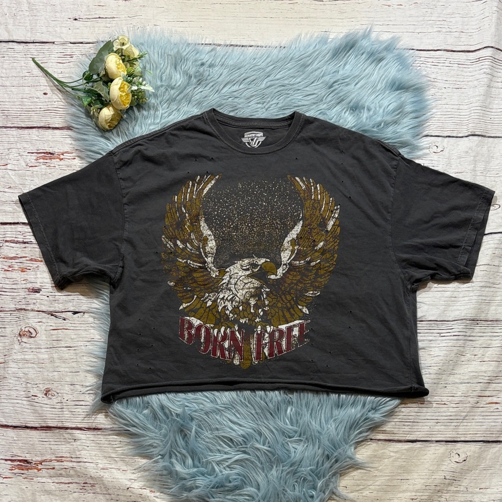 Country Deep Born Free Relaxed Washed Acid Wash T-Shirt Sz S